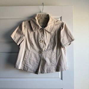 Y2K Cropped Short Sleeve Trench Blazer Pea Coat Jacket